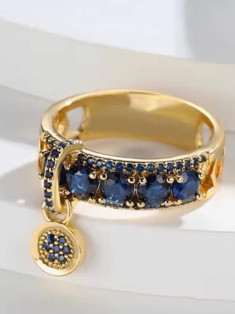 Parisian Sapphire Gold Charm Ring